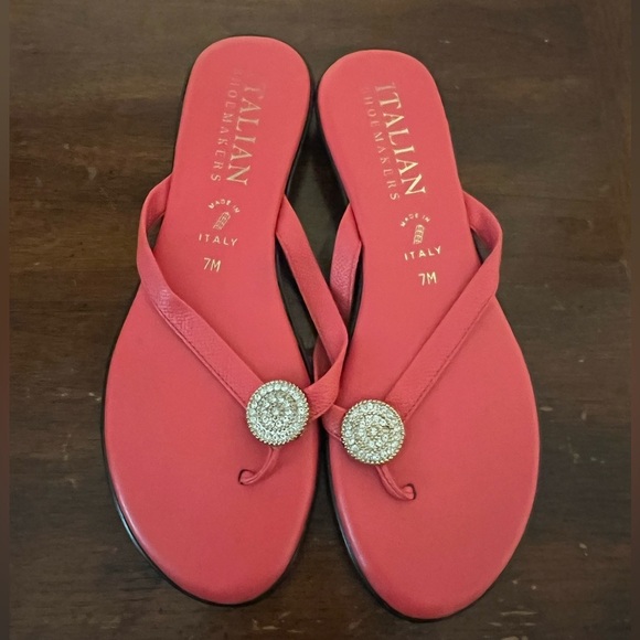 Italian shoe makers made in Italy Women's coral Sandals size 7 - Picture 2 of 6